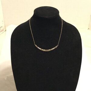 Vintage sterling silver & copper Egyptian revival style necklace w/ clear stones